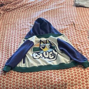 Kids Bluey Varsity Hoodie - Blue and Green 4T
